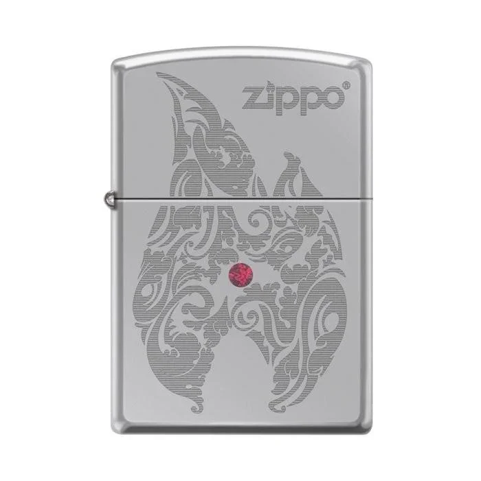 Zippo Lighter – Flame w/ Red Swarovski Crystal High Polish Chrome