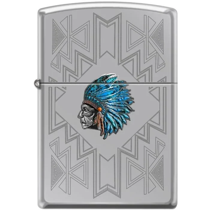 Zippo Lighter – Indian Headdress High Polish Chrome